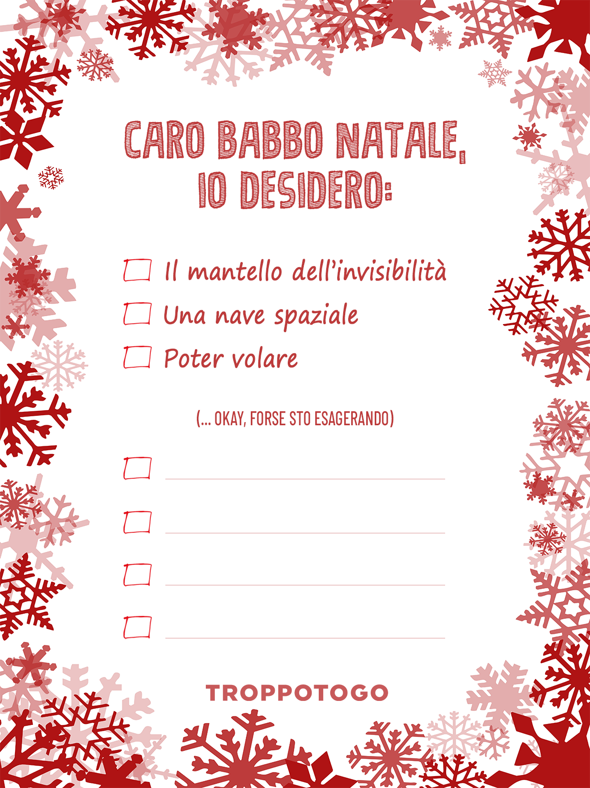 La Tua Lettera A Babbo Natale Da Stampare Troppotogo Blog