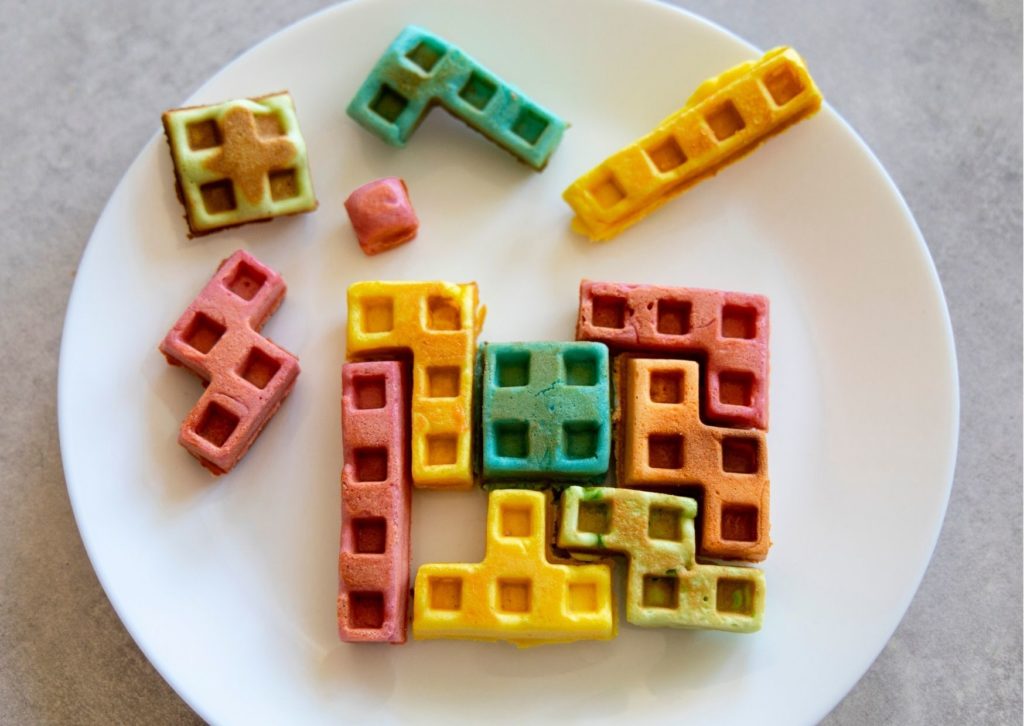 waffle tetris, piastra per waffle, colazione, ricetta waffle