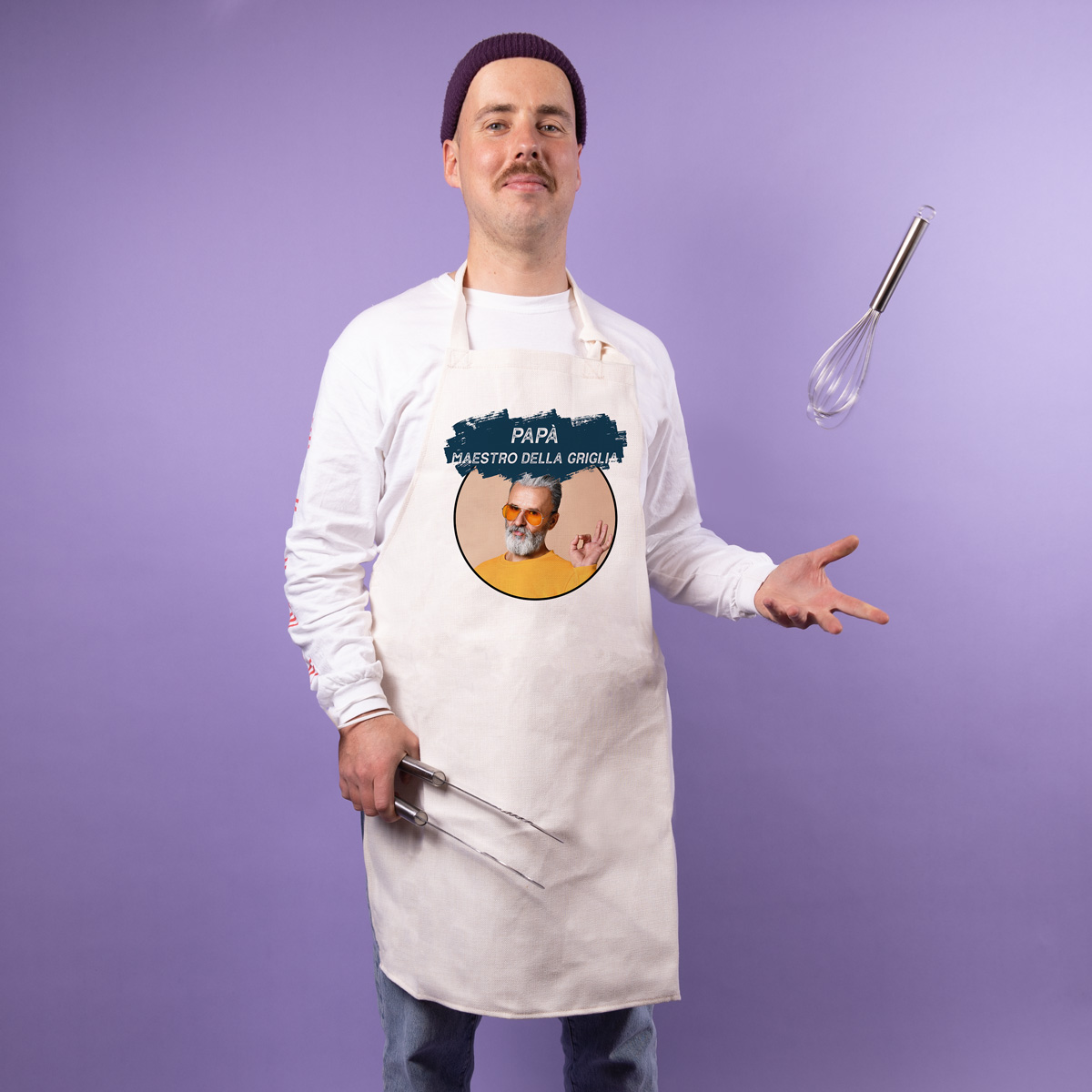 Grembiule da cucina con colore e testo personalizzabile
