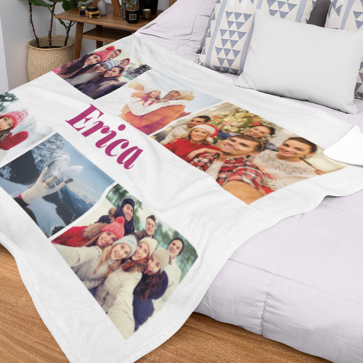 Coperta Personalizzata con 6 Foto e Testo