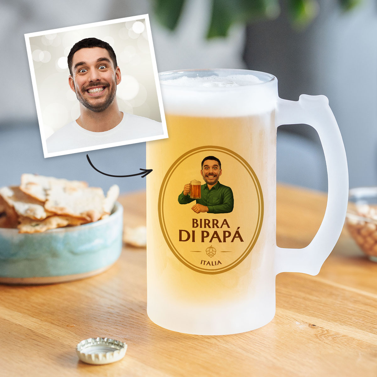 Boccale da Birra Personalizzato con Faccia e Logo
