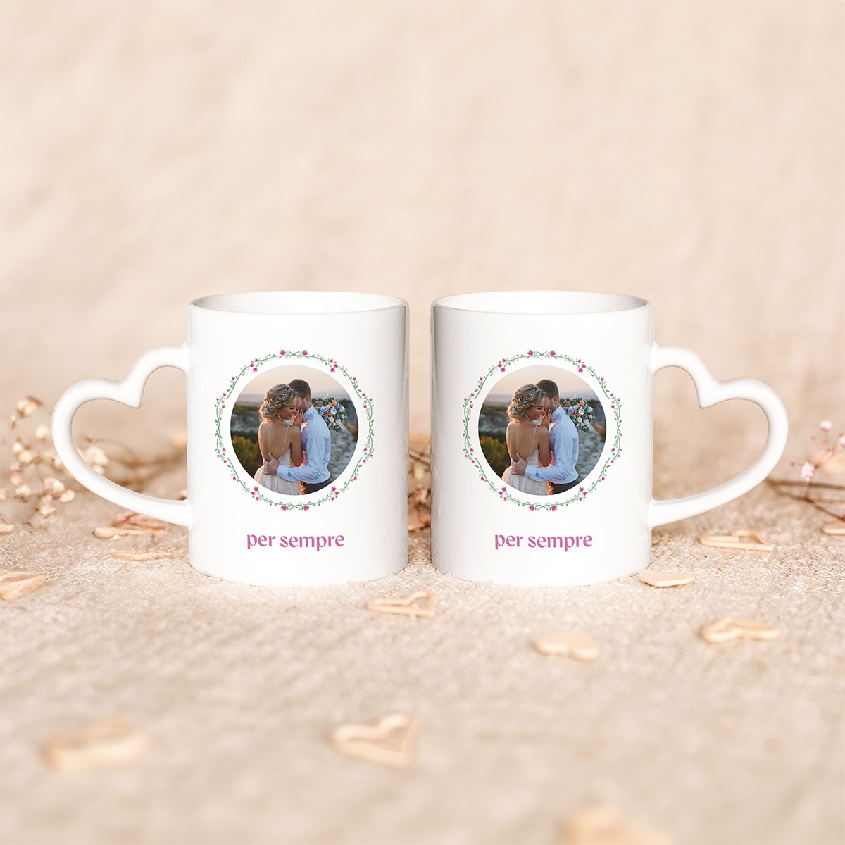 Tazza Personalizzata con Ghirlanda di Fiori con Foto e Testo, Regali San Valentino, Regali Foto, Regali per Lei, un'Amica, la Sorella, Regali per la Mamma, Regali Divertenti, Regali Romantici, Regali di Matrimonio, Regalini, Regalo, Idee Regalo