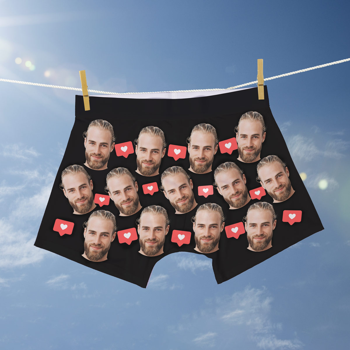 Boxer Personalizzati con Faccia e Sfondo, Regali San Valentino, Regali Foto, Regali di Compleanno, Regali per Lui, un Amico, il Fratello, Regali Divertenti, Regali Romantici, Regali di Matrimonio, Regalo, Idee Regalo