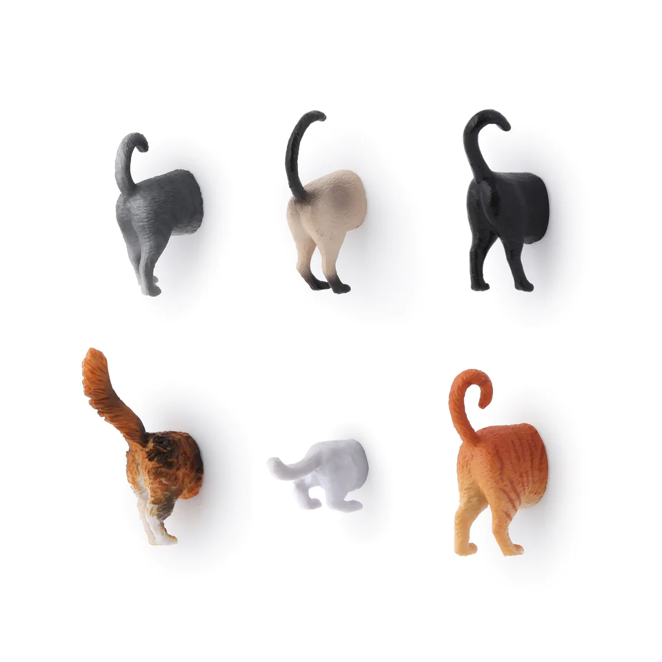 Set di 6 Magneti per il Frigorifero a forma di Culetto di Gatto