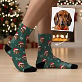 Calzini Personalizzati con Viso e Cappellino Natalizio