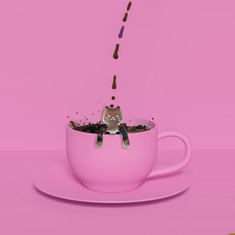 Set di 4 Cucchiaini da Caffè a forma di Gatti