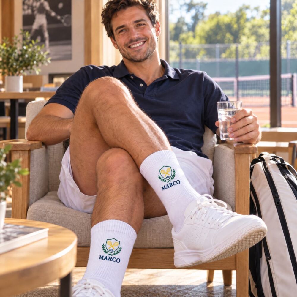 Calzini da Tennis Personalizzati con Emblema, Iniziali e Nome
