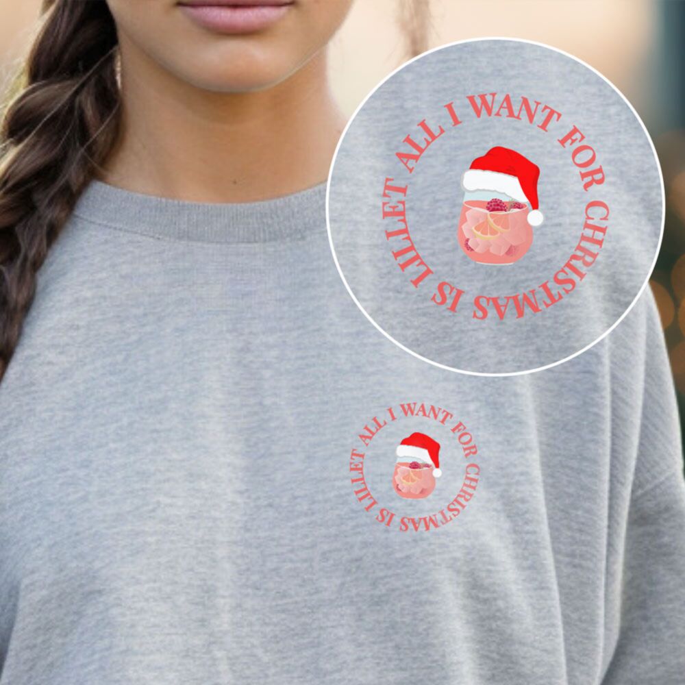 Felpa Natalizia All I Want for Christmas con Drink