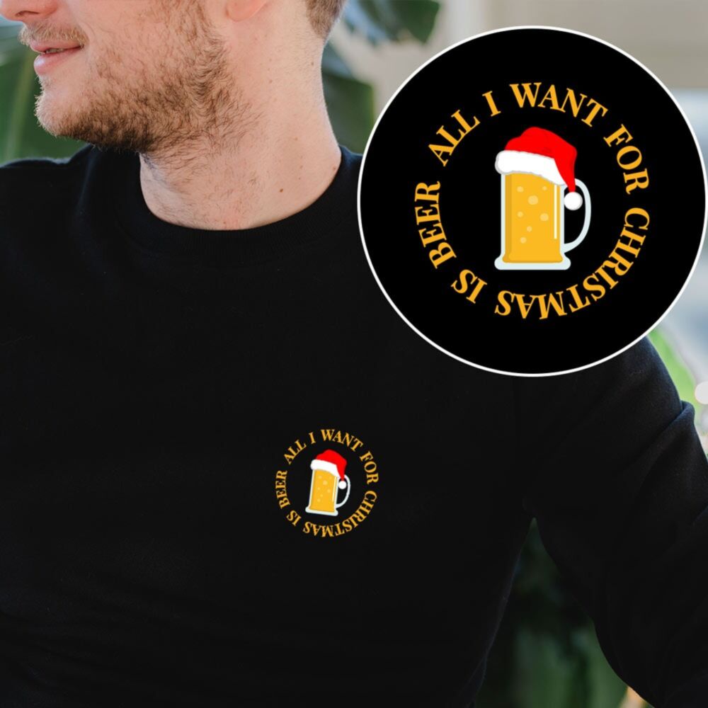 Felpa Natalizia All I Want for Christmas con Drink