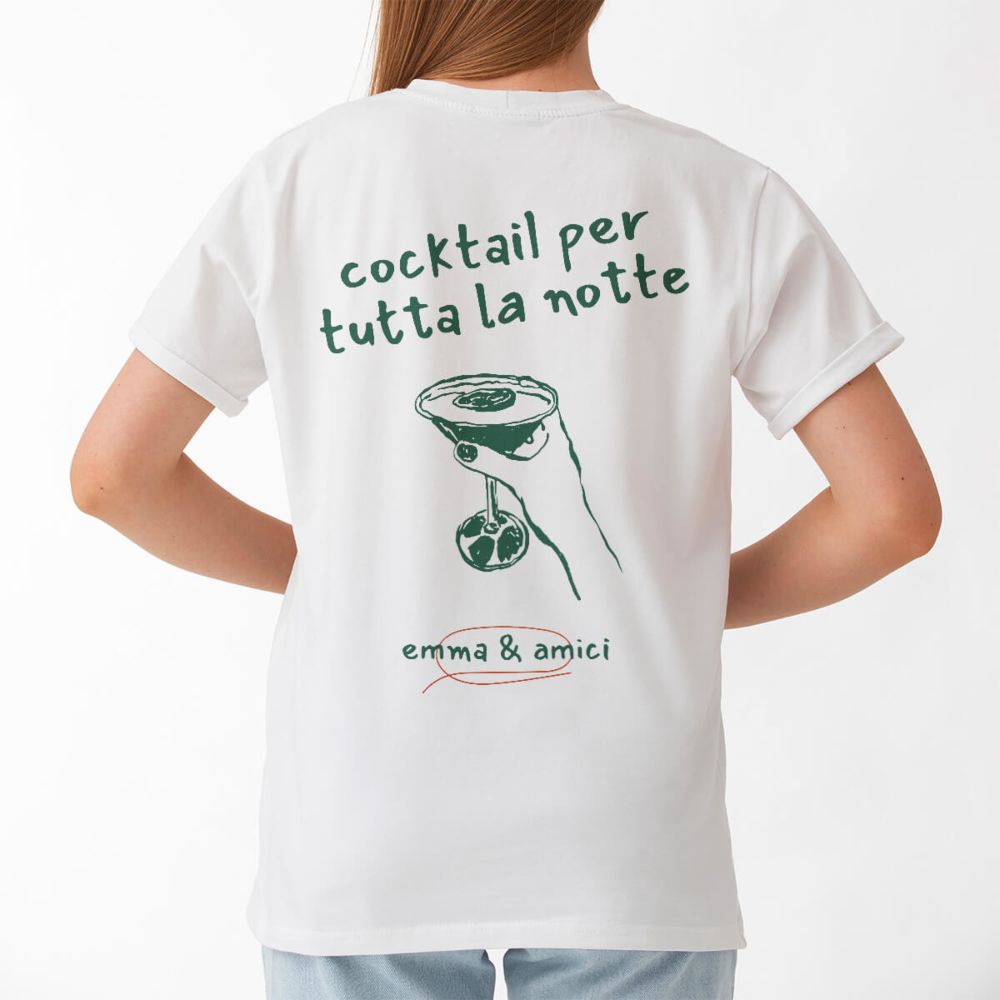 Maglietta Personalizzata con Bevande e Testi disegnati