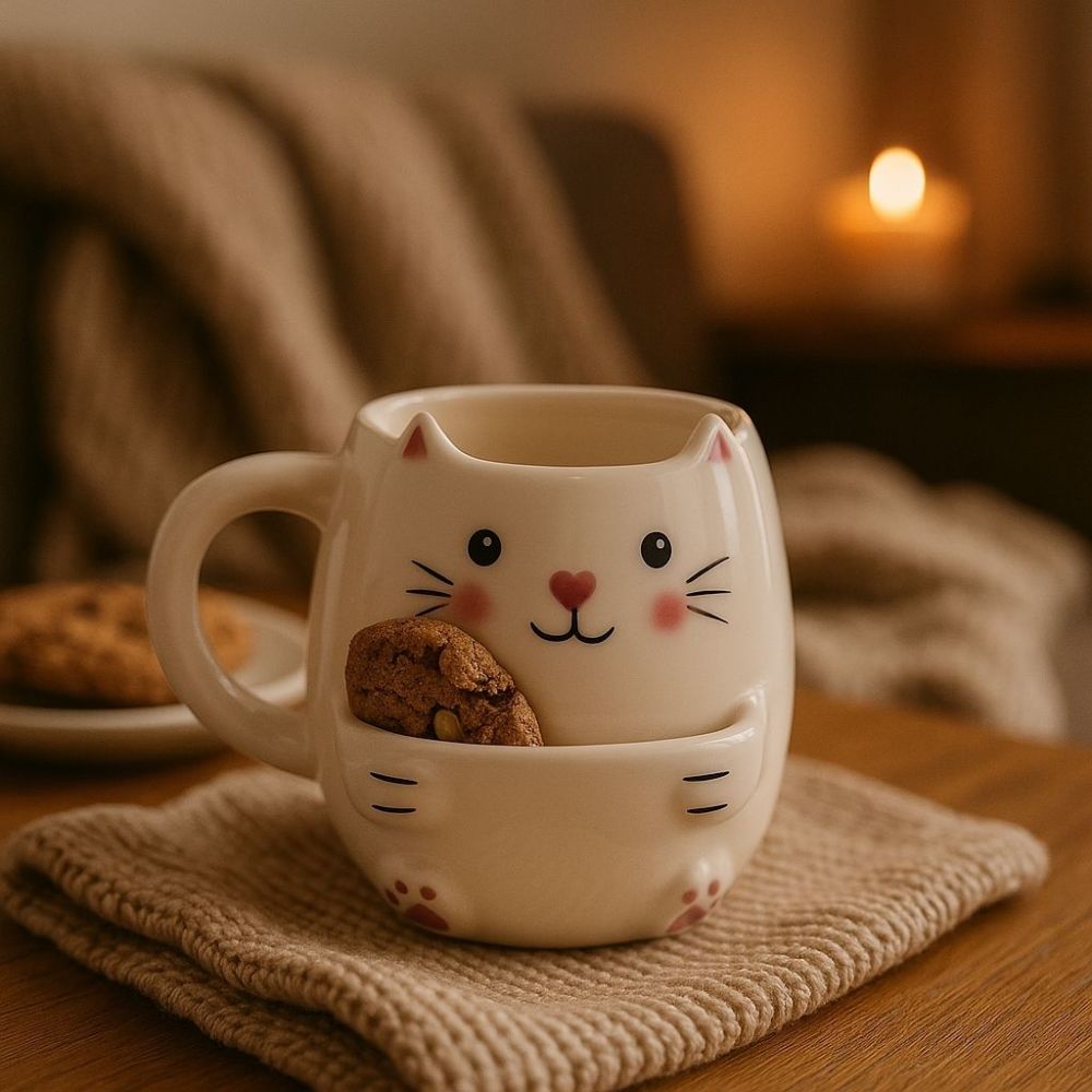 Tazza con gatto e Scomparto per Biscotti