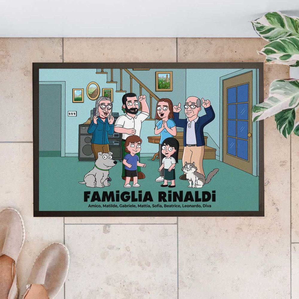 Zerbino Personalizzato con Illustrazione Famiglia Serie Animata