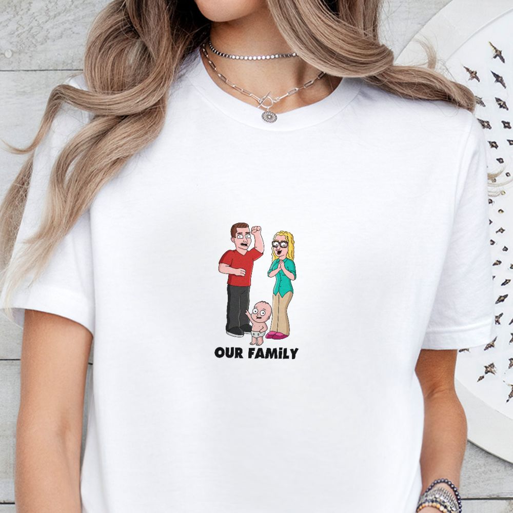 Maglietta Personalizzata con Illustrazione Famiglia Serie Animata
