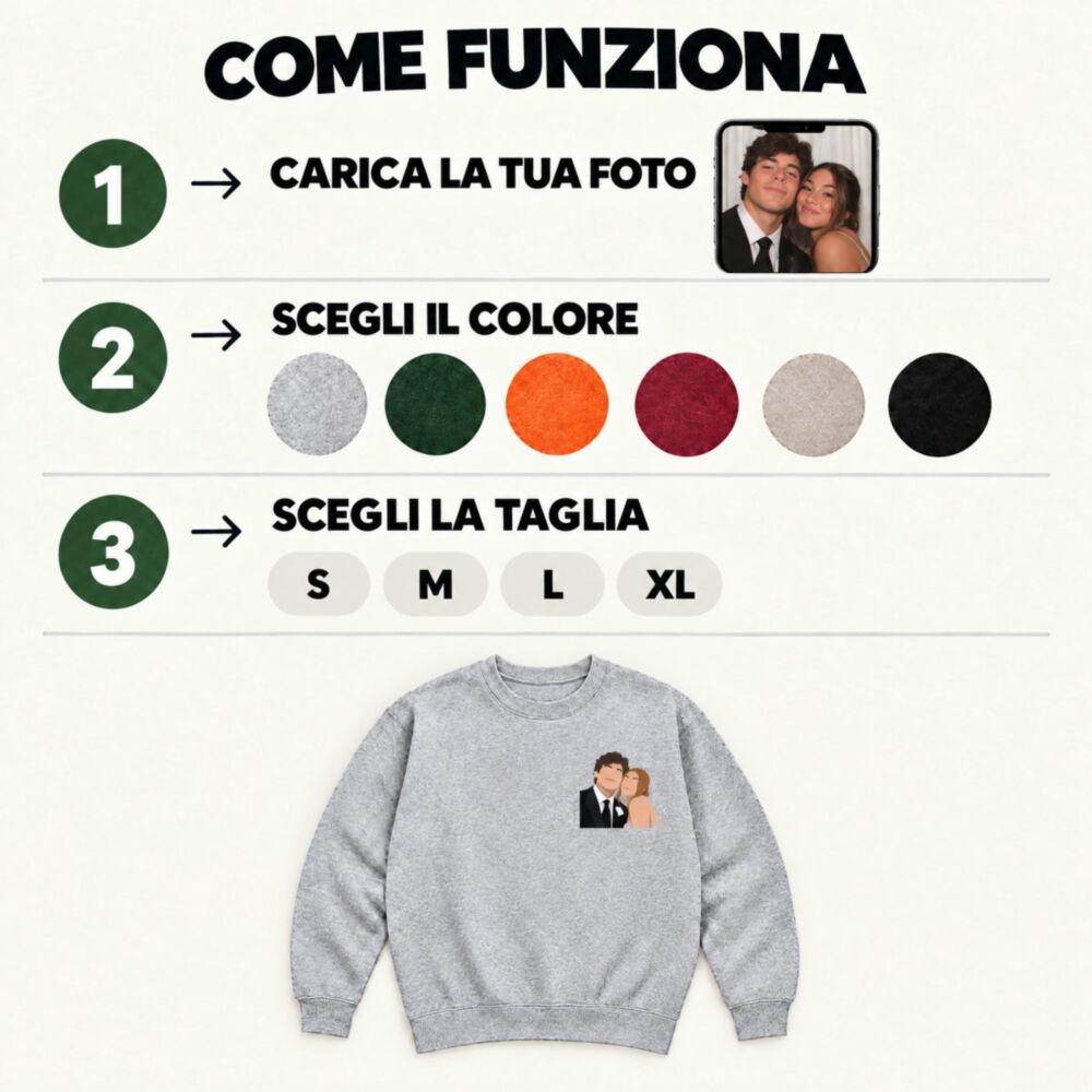 Felpa Personalizzata con piccola Illustrazione
