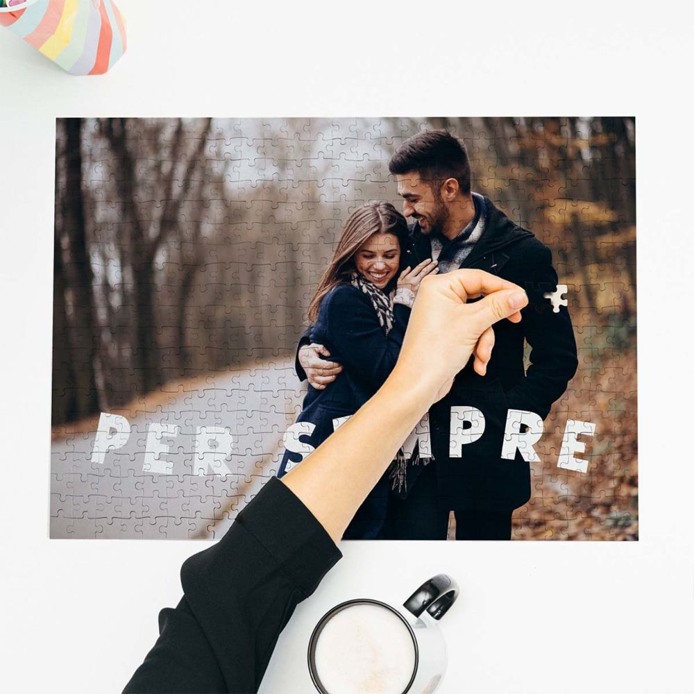 Personalisierbares Puzzle mit Foto und geschwungenem Text Personalisierbares Puzzle mit Foto und geschwungenem Text