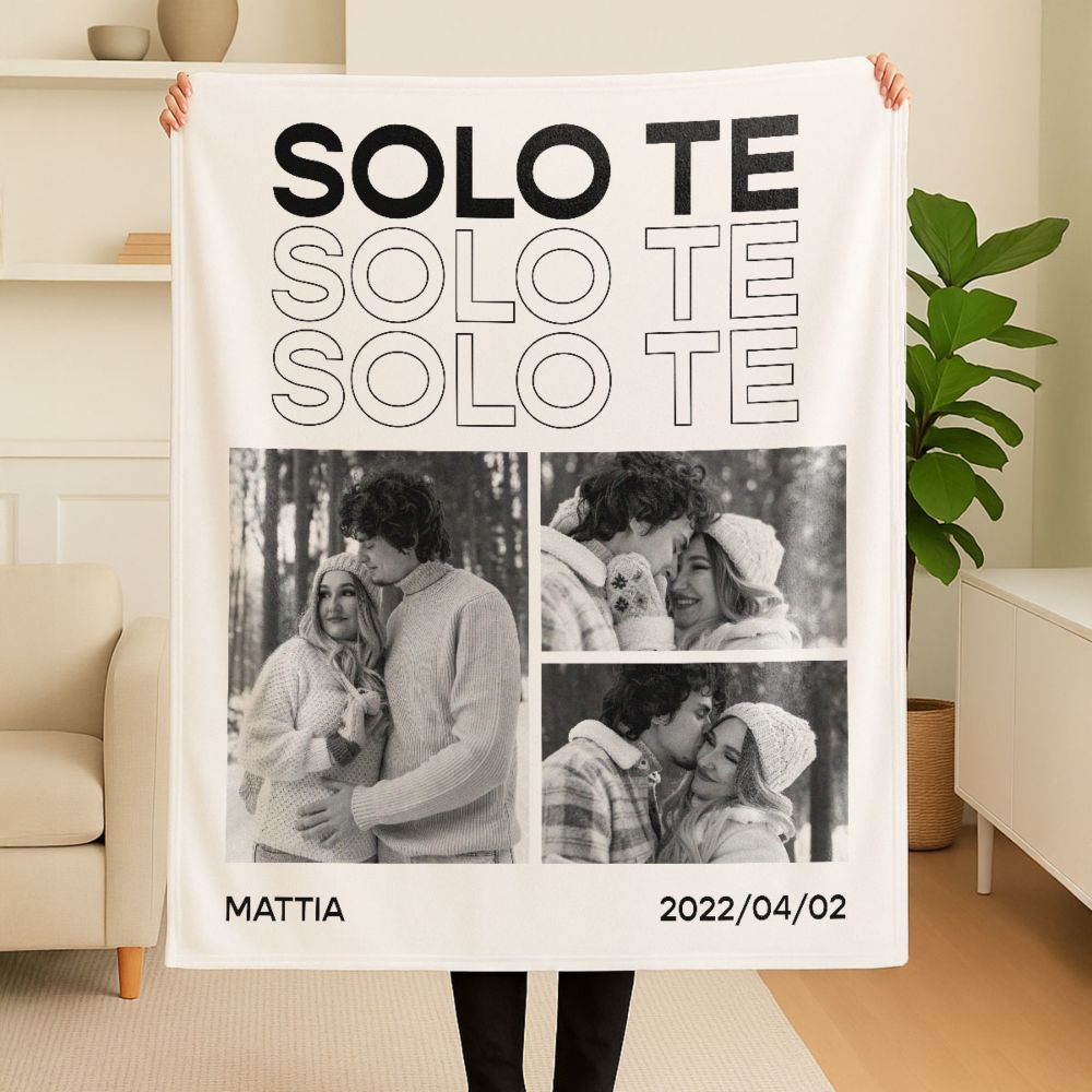 Coperta Personalizzata con Foto in Bianco e Nero e Testo