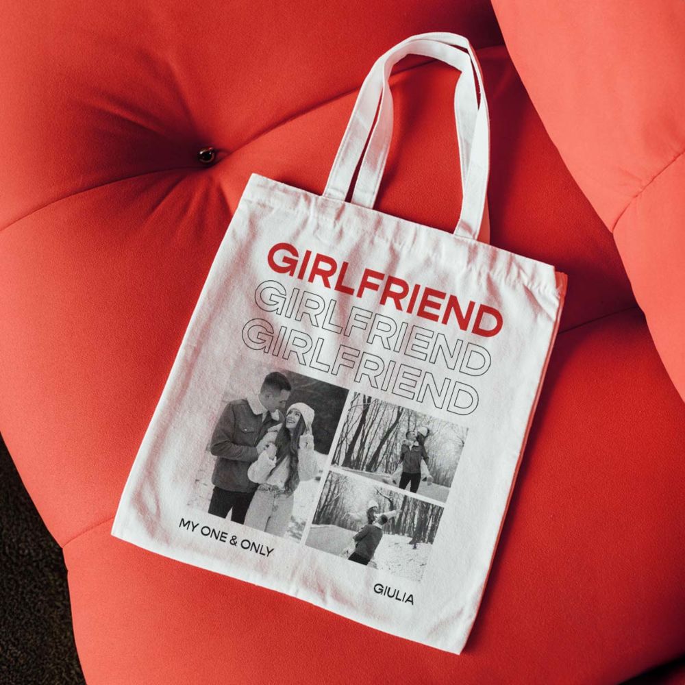 Borsa Personalizzata Tote Bag con Foto in bianco e nero e Testo