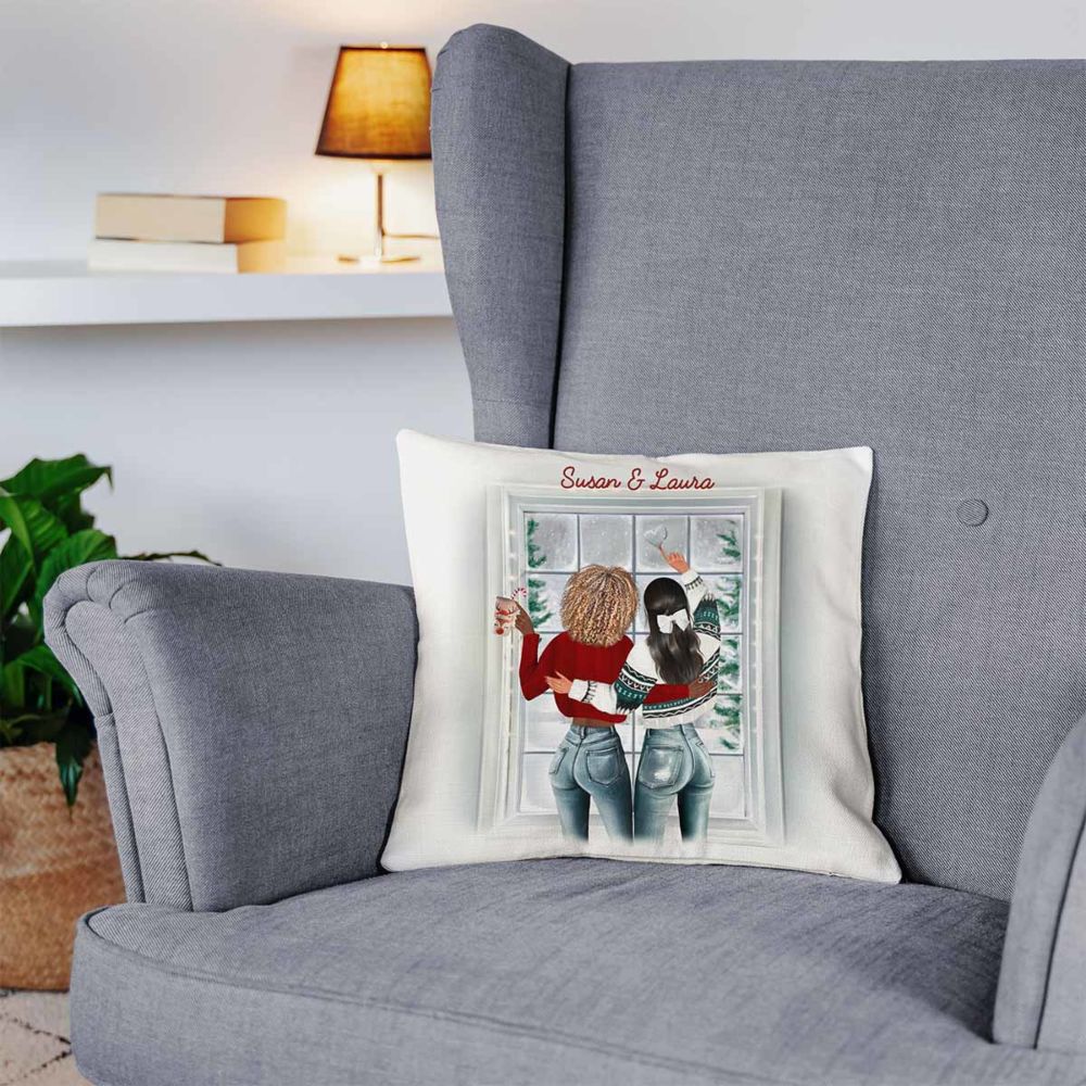 Federa Cuscino Personalizzata con Illustrazione invernale di Amiche