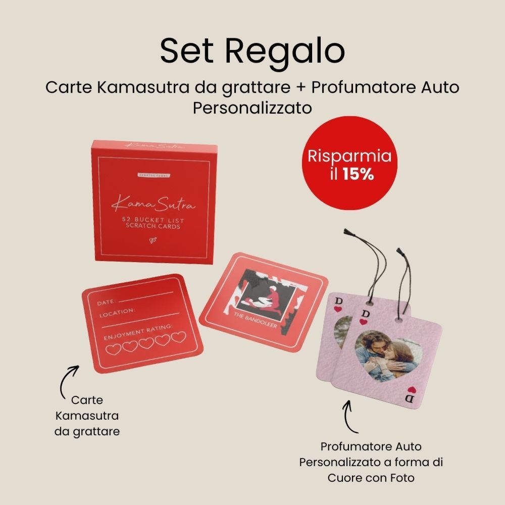 Set regalo profumatore per auto e carte del Kamasutra