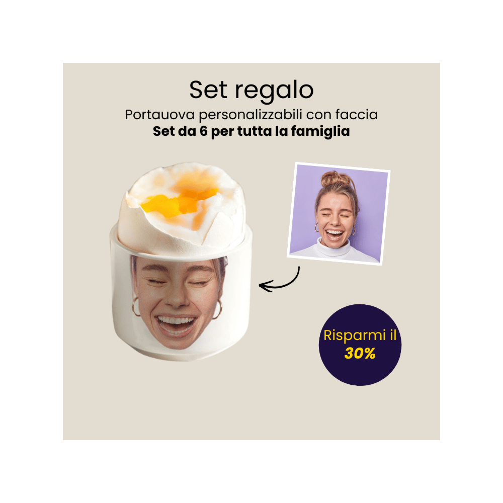 Set regalo 6 portauova con volto