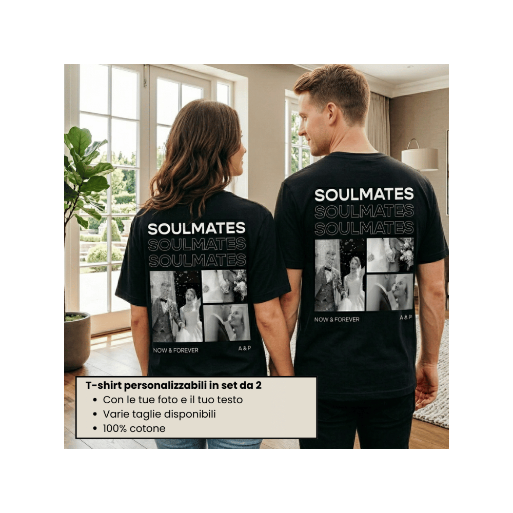 Set regalo 2 T-shirt con foto in bianco e nero e testo