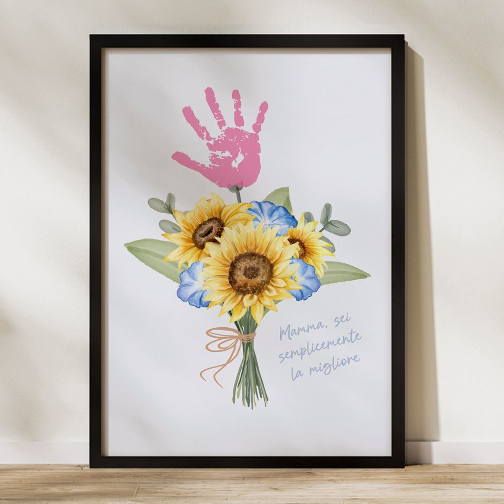 Poster Personalizzato Mazzo di Fiori con Impronta della Mano