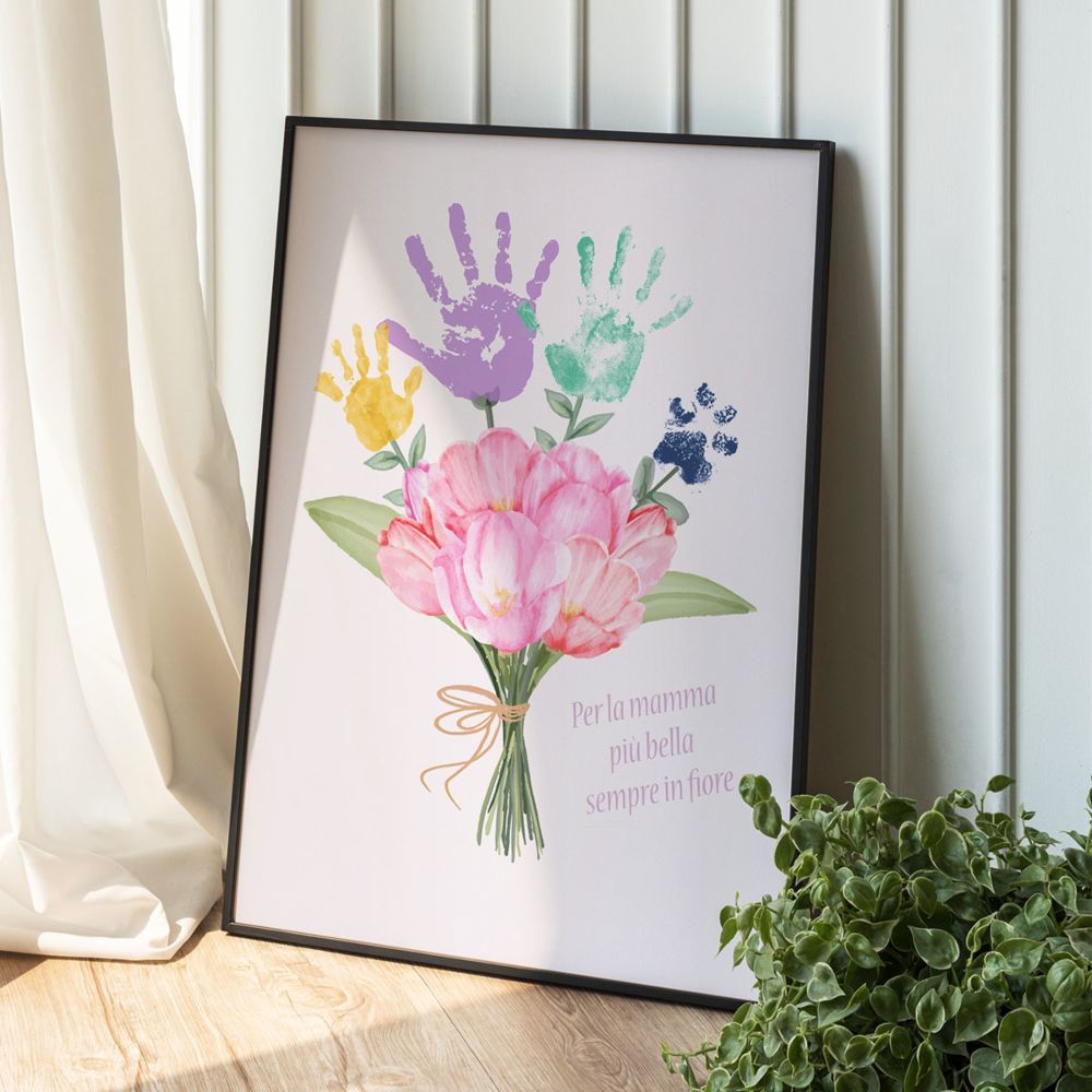 Poster Personalizzato Mazzo di Fiori con Impronta della Mano