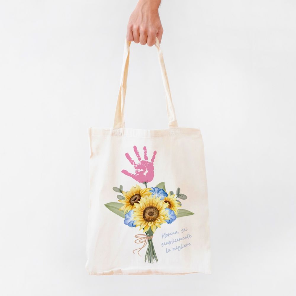 Borsa Personalizzata Bouquet di Fiori con Impronta della Mano