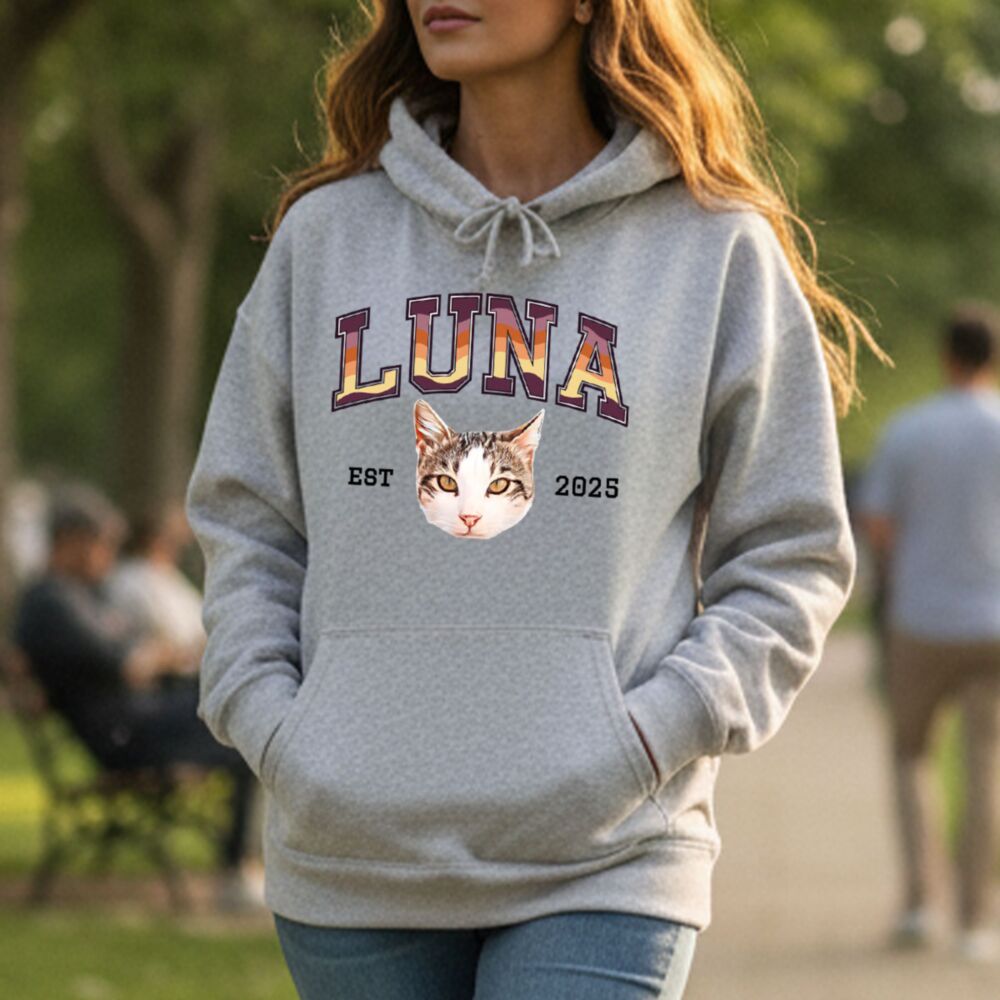 Felpa con Cappuccio Personalizzata con Foto e Animale Domestico