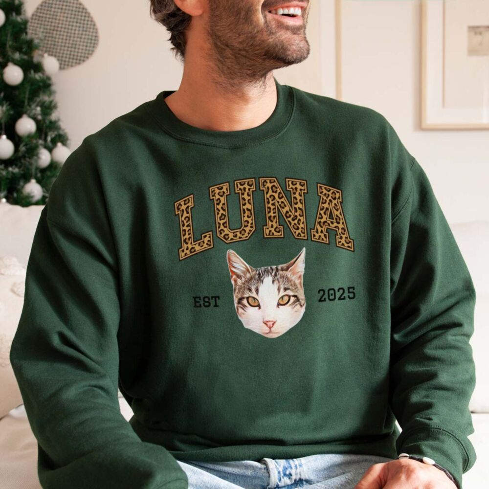 Felpa Personalizzata con Foto, Nome e Anno e Animale Domestico – College Design