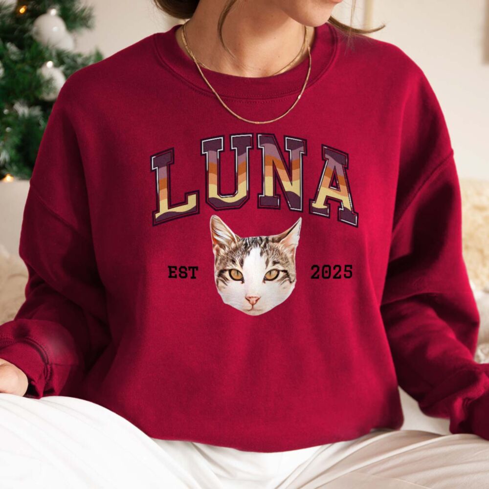 Felpa Personalizzata con Foto, Nome e Anno e Animale Domestico – College Design