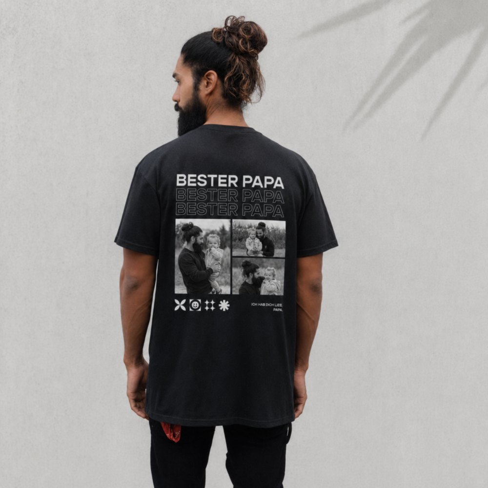 Maglietta Personalizzata per Papà con Foto in bianco e nero e testo