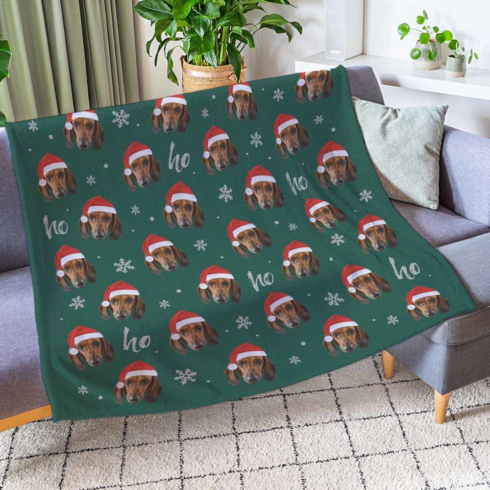 Coperta Personalizzata con Viso e Cappello di Natale