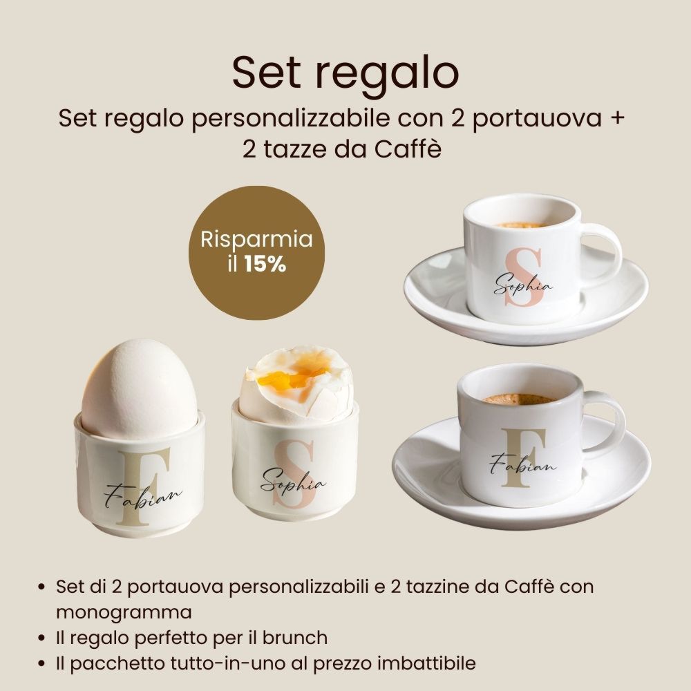 Set regalo portauova e tazzina da espresso set da 2