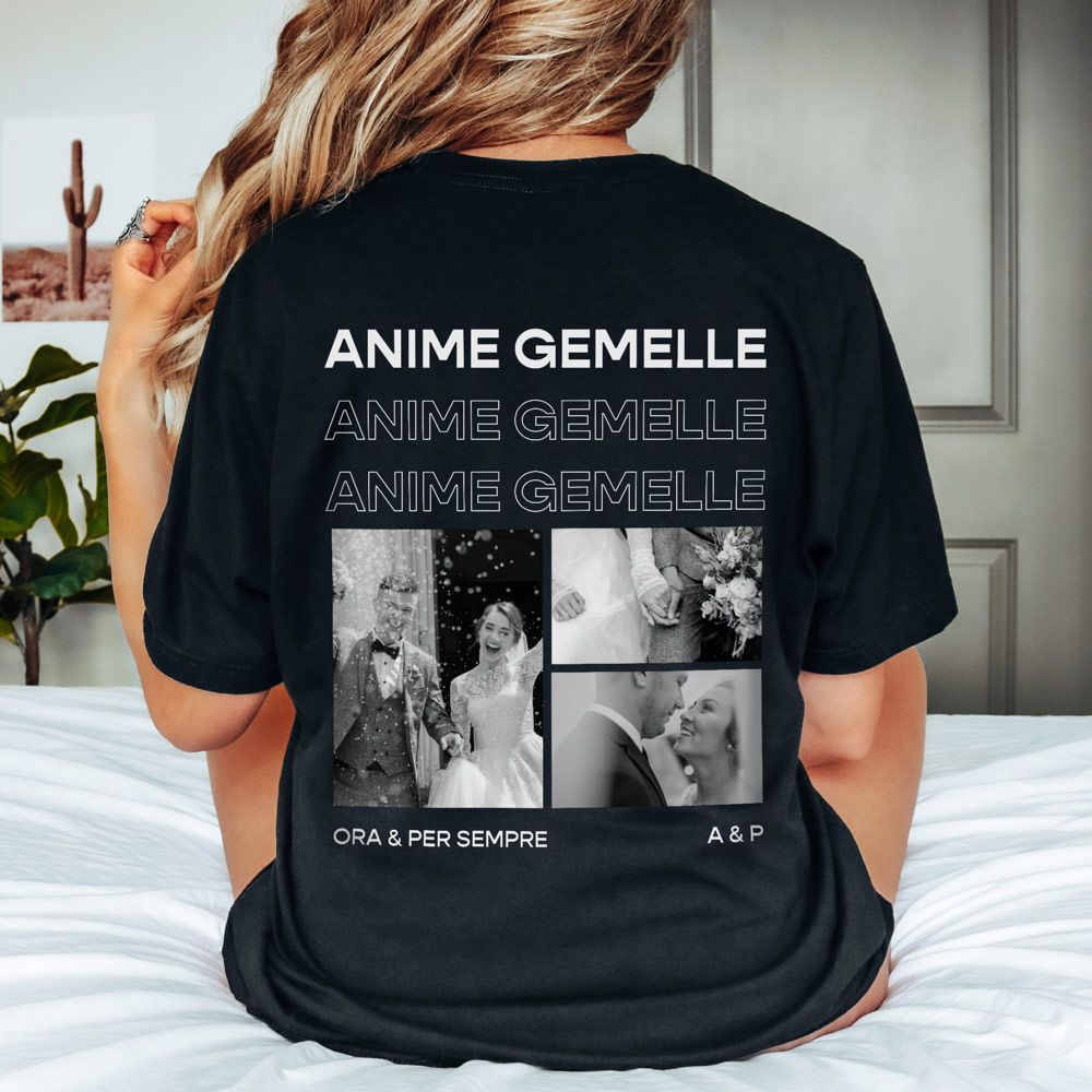 Maglietta Personalizzata con Foto e Testo Bianco e Nero