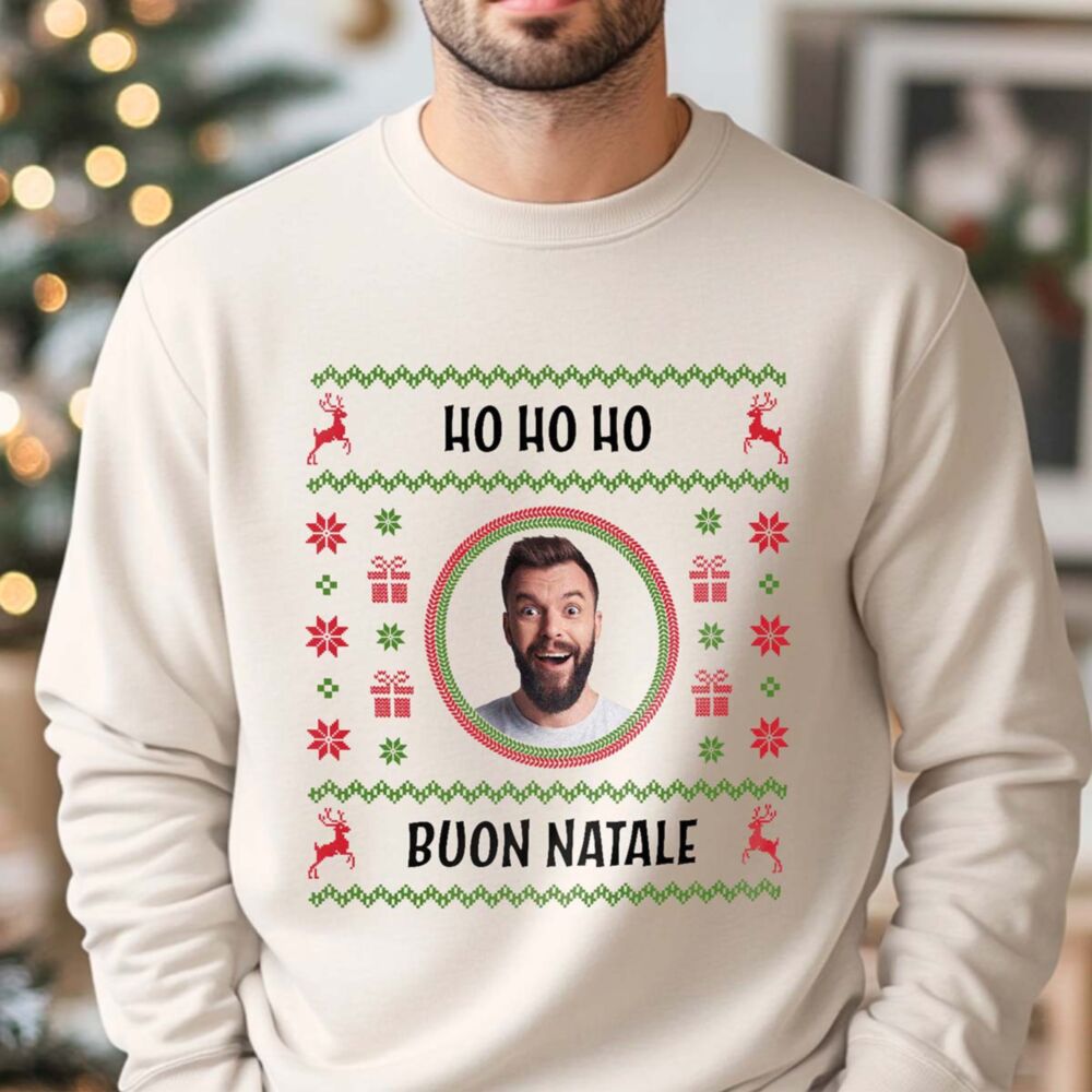 Maglione Natalizio Personalizzato con Foto e Testo