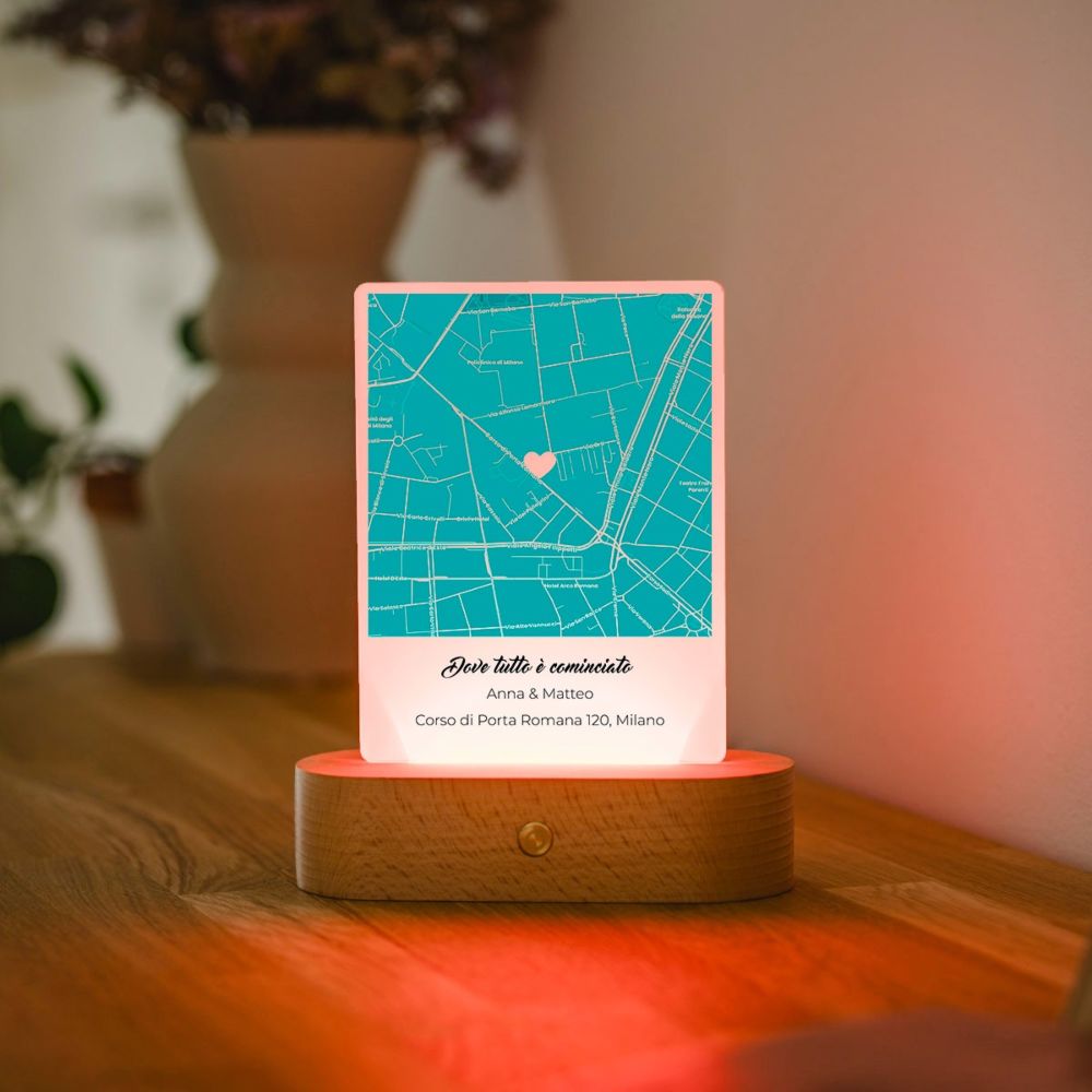 Lampada LED con Mappa Personalizzata Dove tutto è cominciato