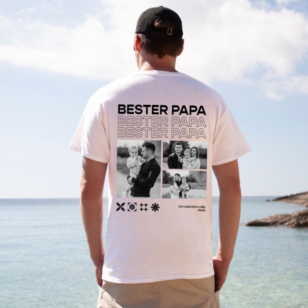 Maglietta Personalizzata per Papà con Foto in bianco e nero e testo