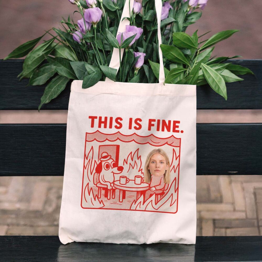 Tote Bag Personalizzata con Foto This Is Fine Meme