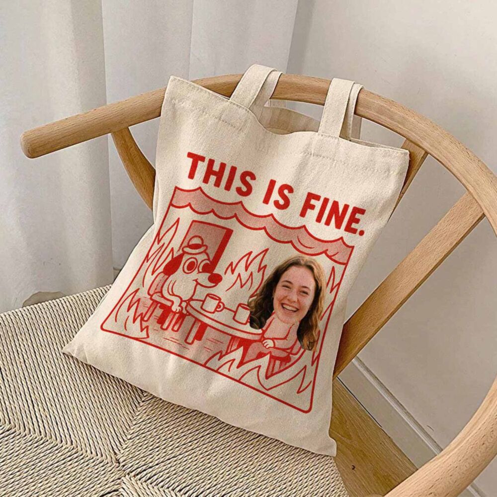Tote Bag Personalizzata con Foto This Is Fine Meme