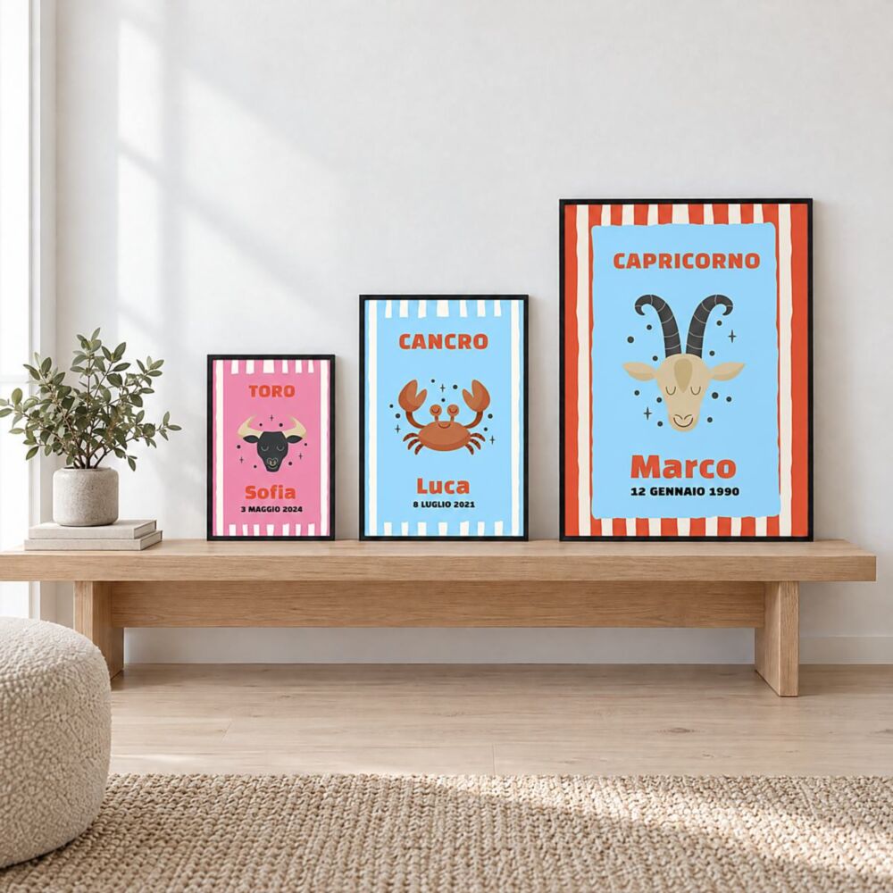 Poster Personalizzato Segno Zodiacale con Nome e Data