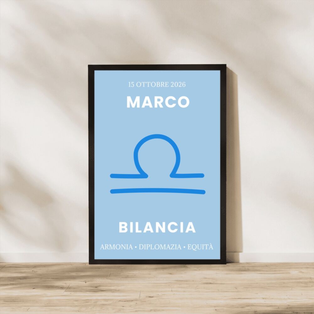 Poster personalizzato segno zodiacale con nome