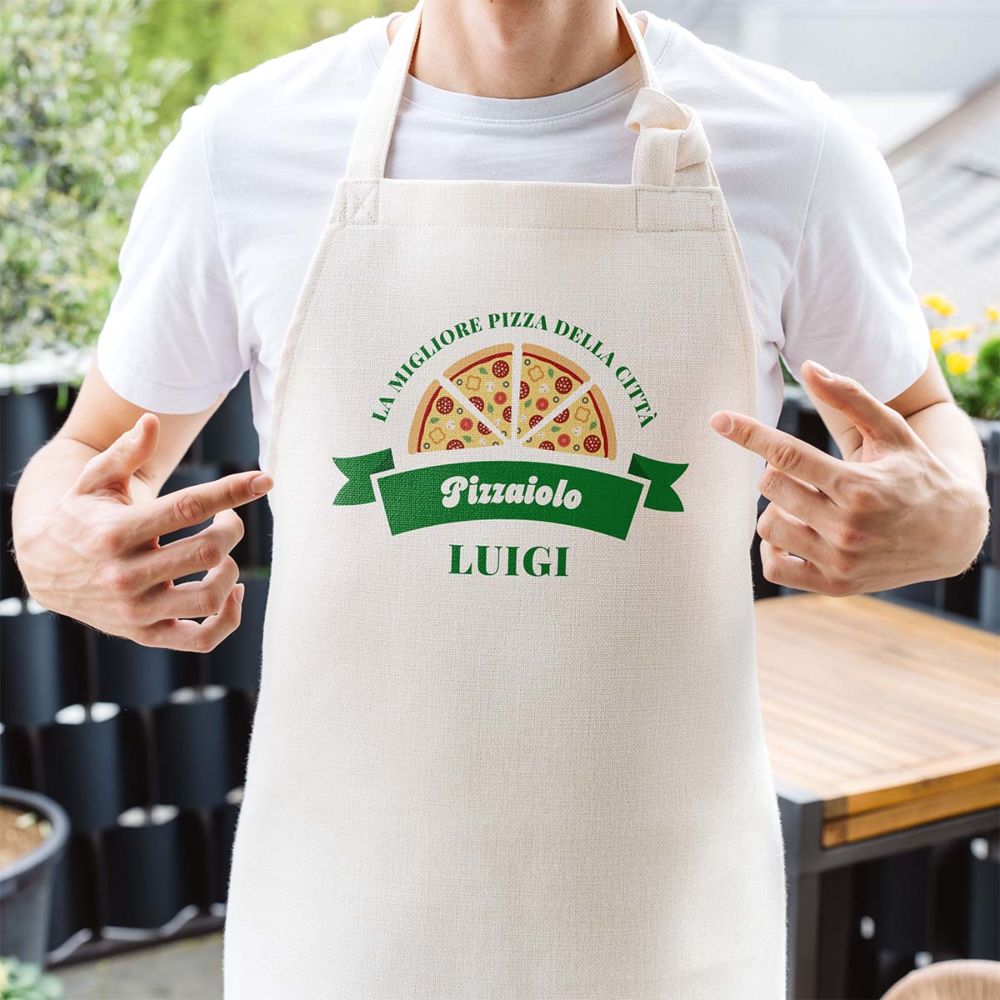 Grembiule da Cucina Personalizzato con Pizza e Nome