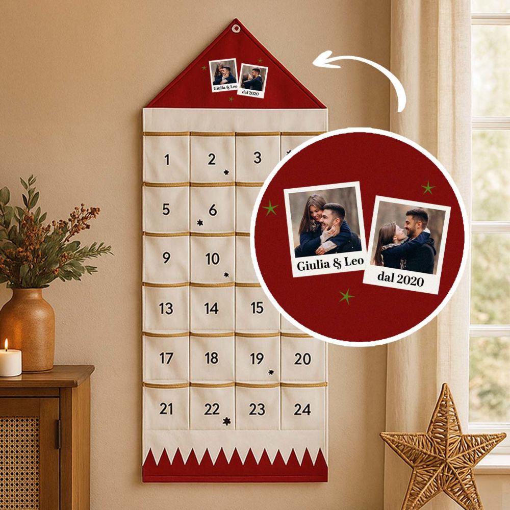 Calendario dell'Avvento Personalizzabile in stile Polaroid