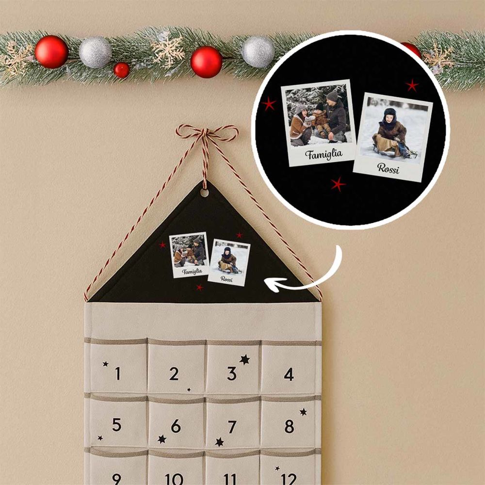 Calendario dell'Avvento Personalizzabile in stile Polaroid