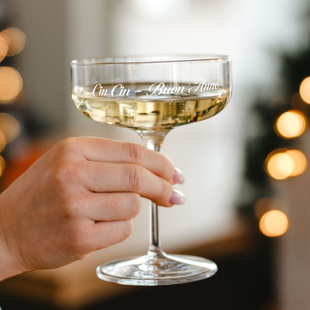 Personalisierbare Silvester-Champagnerschale „Prost Neujahr Personalisierbare Silvester-Champagnerschale „Prost Neujahr