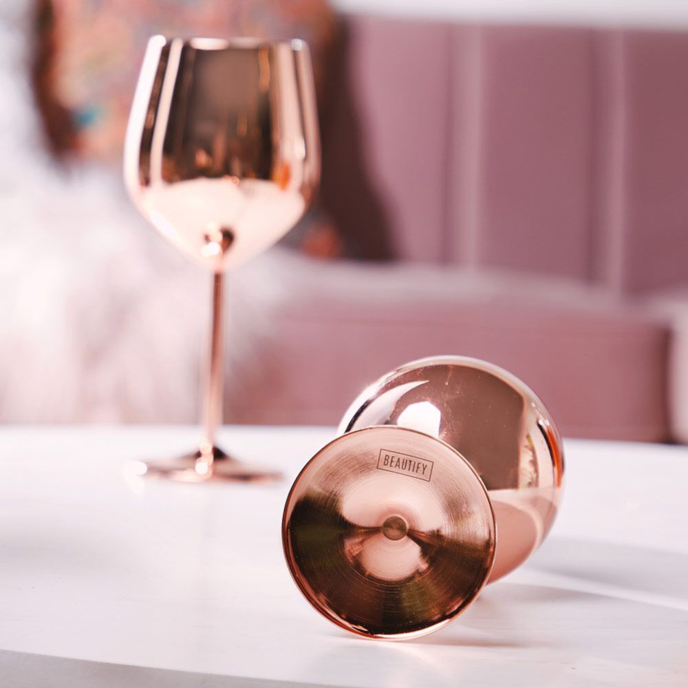 Bicchieri da Vino Oro-Rosa Set da 2