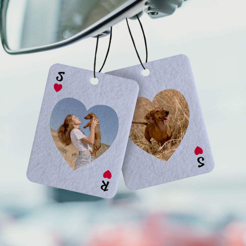 Profumatore Auto Personalizzato a forma di Cuore con Foto Set da 2