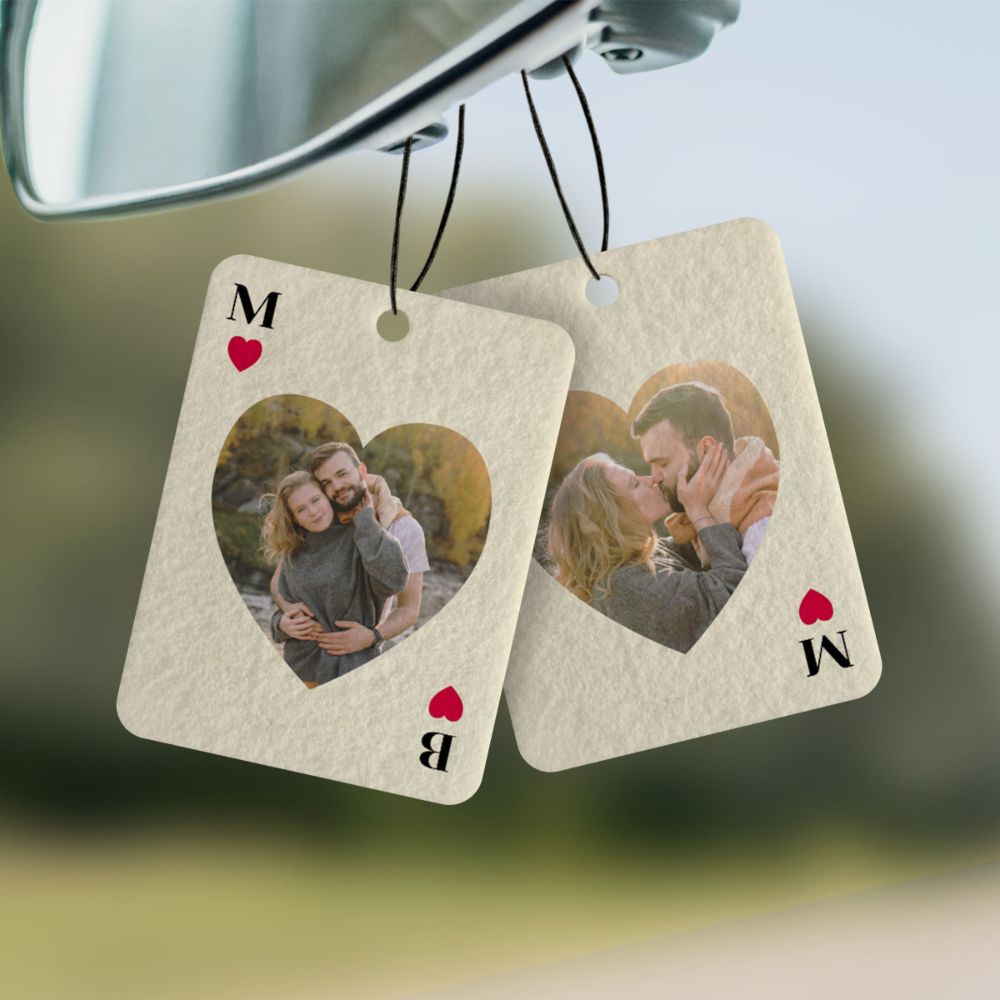 Profumatore Auto Personalizzato a forma di Cuore con Foto Set da 2