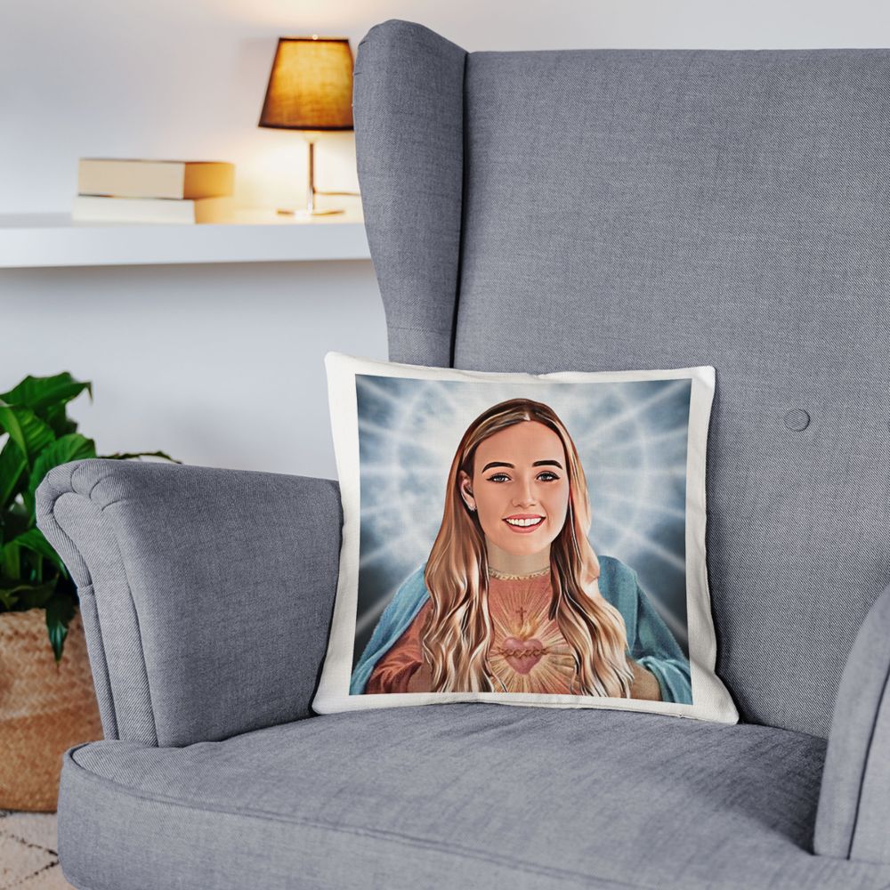 Federa Cuscino Personalizzata con Aureola e Viso
